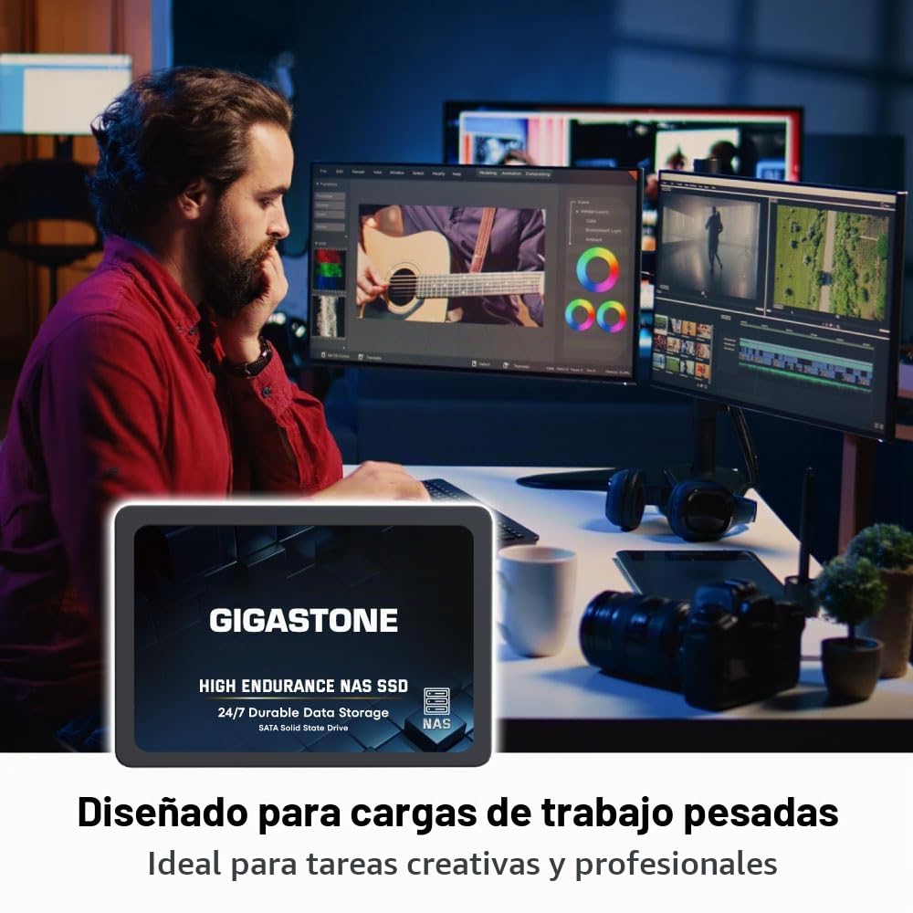 Gigastone Unidad SSD NAS de 4 TB (paquete de 2) 24/7 de alta resistencia RAID de almacenamiento de datos en red, almacenamiento conectado a la red, discos duros internos SATA de 2.5 pulgadas