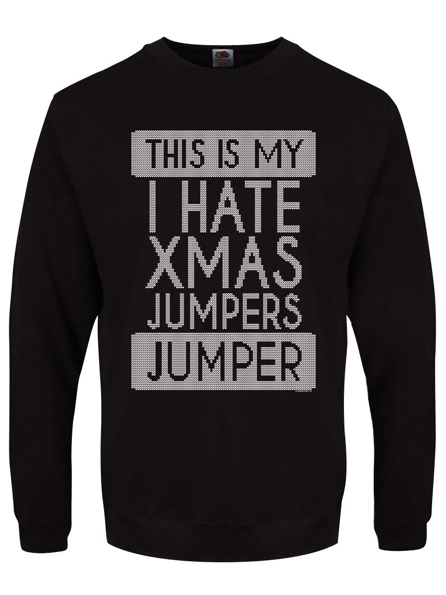 Grindstore Men's Black This Is My I Hate Xmas Jumpers Jumper Christmas Sweater