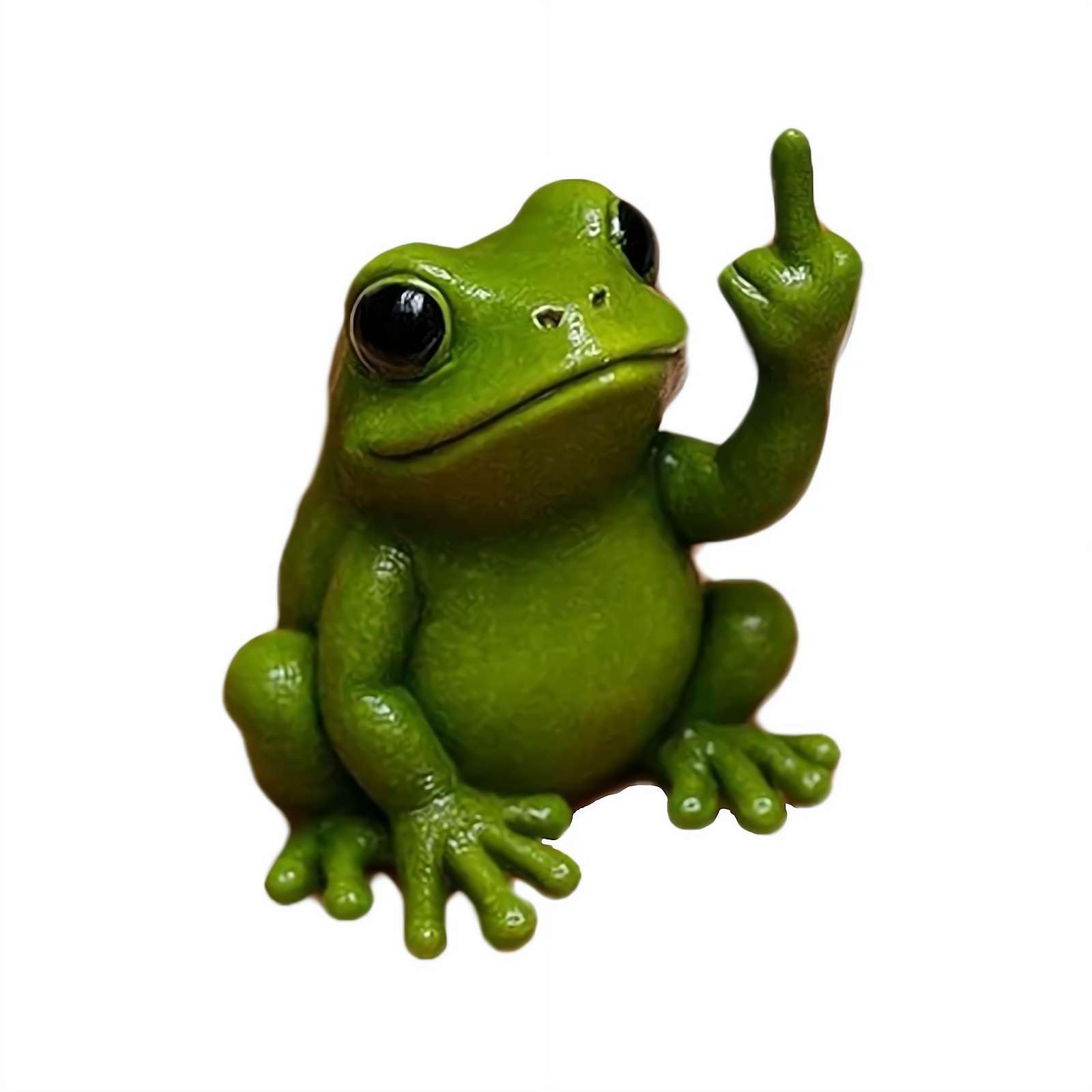 Fun Mini Middle Finger Animal Statue, 3.5 Inch Middle Finger Animal Desk Decoration, Humorous Office Stress Relief Toy, Cute Resin Statue for Shelf, Birthday Gag Gift for Coworker (Frog)