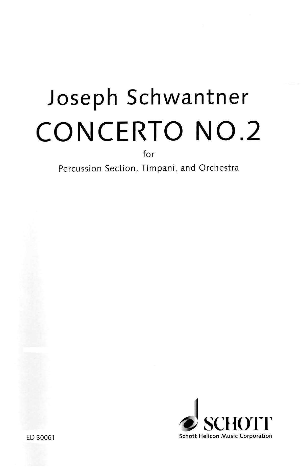 Percussion Concerto: Reduction for two pianos. Schlagzeug und Orchester.