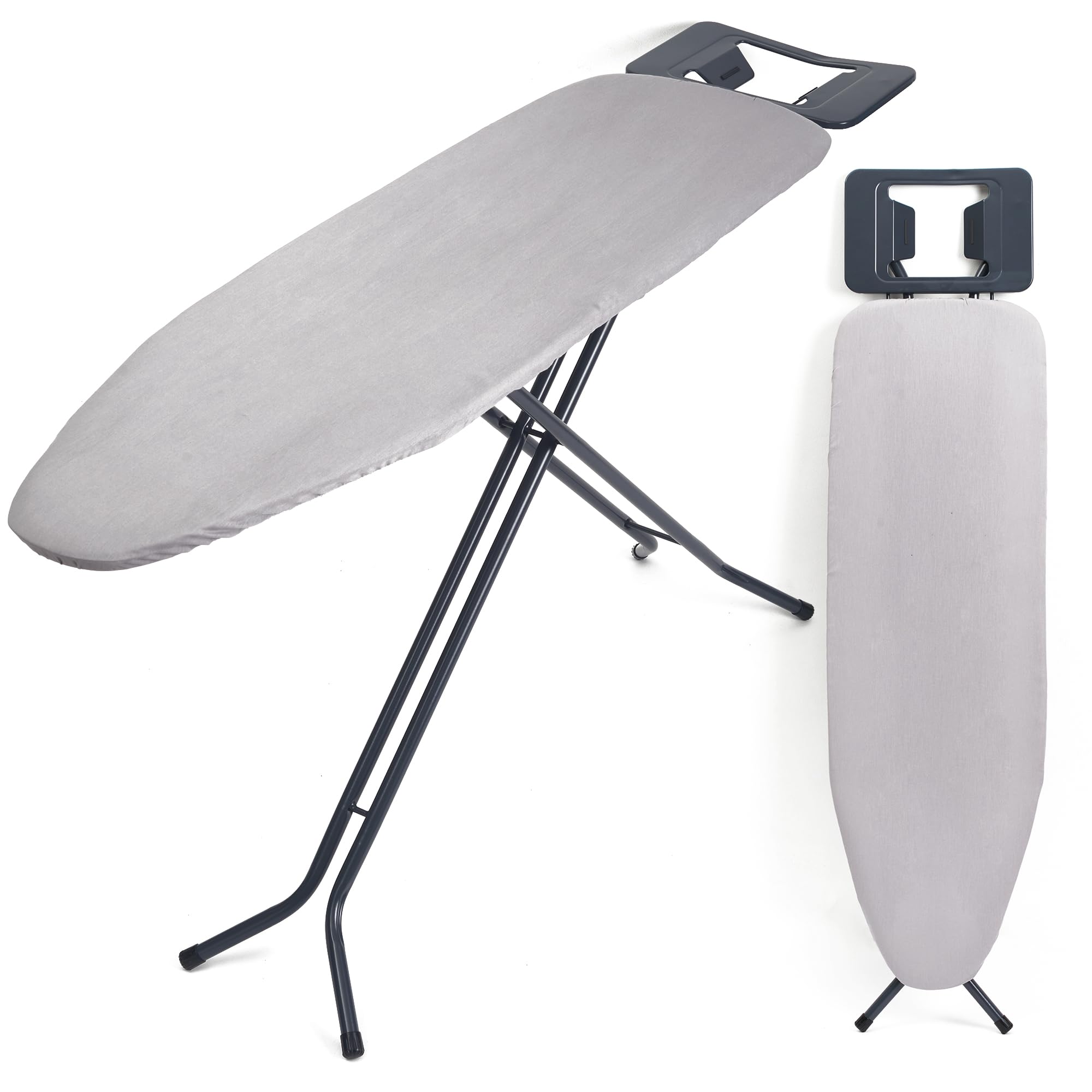 OurHouse Classic Adjustable Ironing Board - Durable, Lightweight, 2 Height Options, 100% Cotton Cover with 8mm Foam Pad, Easy Fold for Storage, Sturdy Steel Frame, Anti-Slip Feet, 131cm Board Size