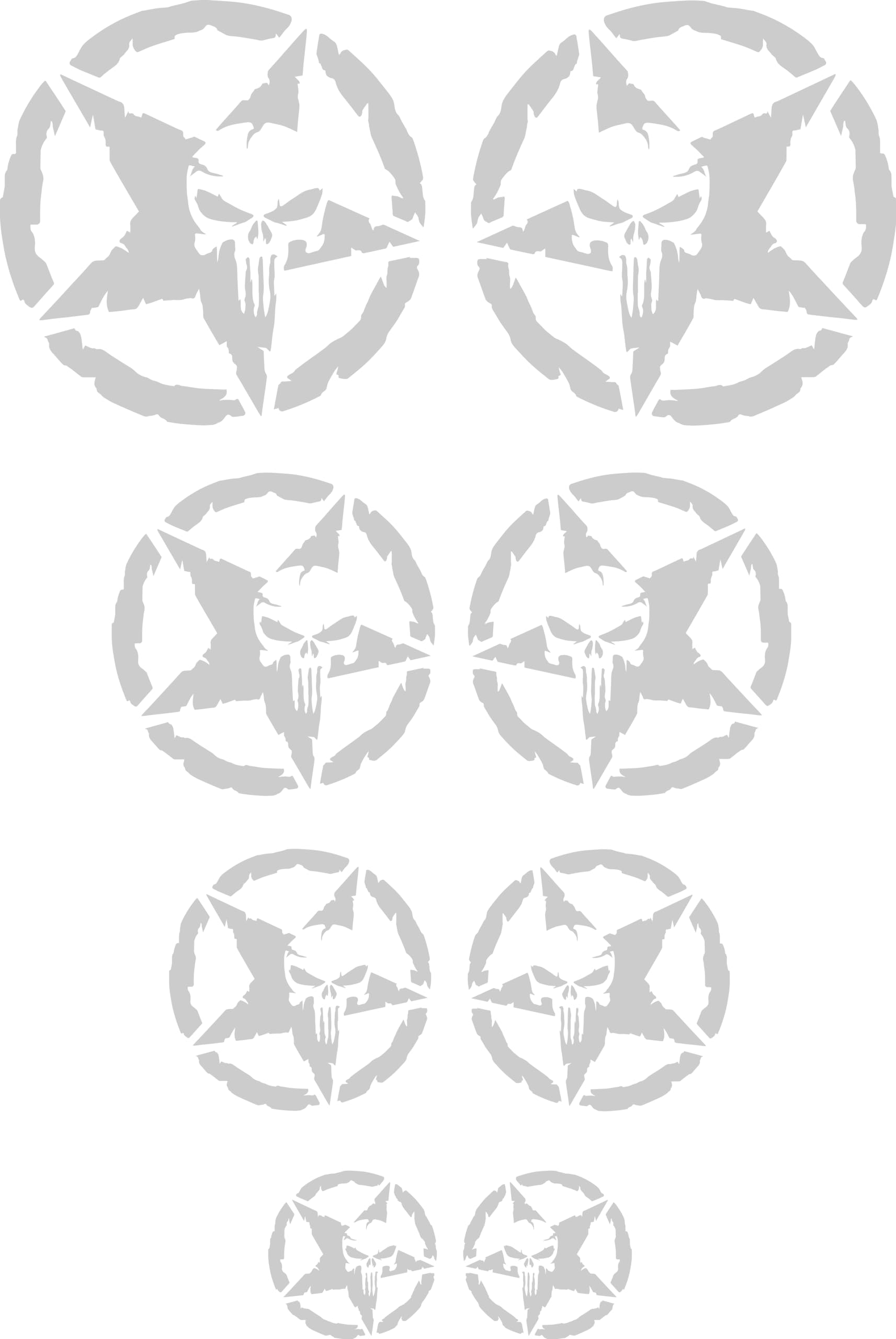 Autoaufkleber Totenschädel Aufkleber Set Motorrad Totenkopf Rund Skull Sticker Motocross 8Stück Schädel (Matt Grau)