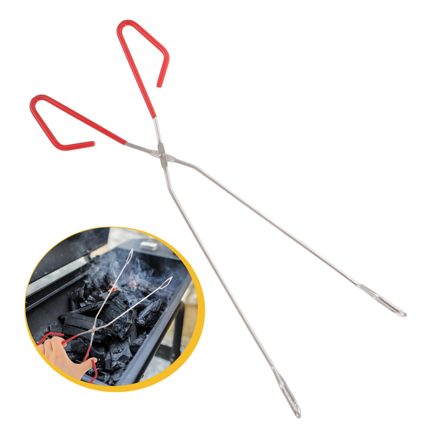 Mikikit 4 Piezas Pinzas de Inoxidable Barbacoa y Fogatas con Ergonómico y Antideslizante Herramienta de Cocina Asar y Sujetar Aire