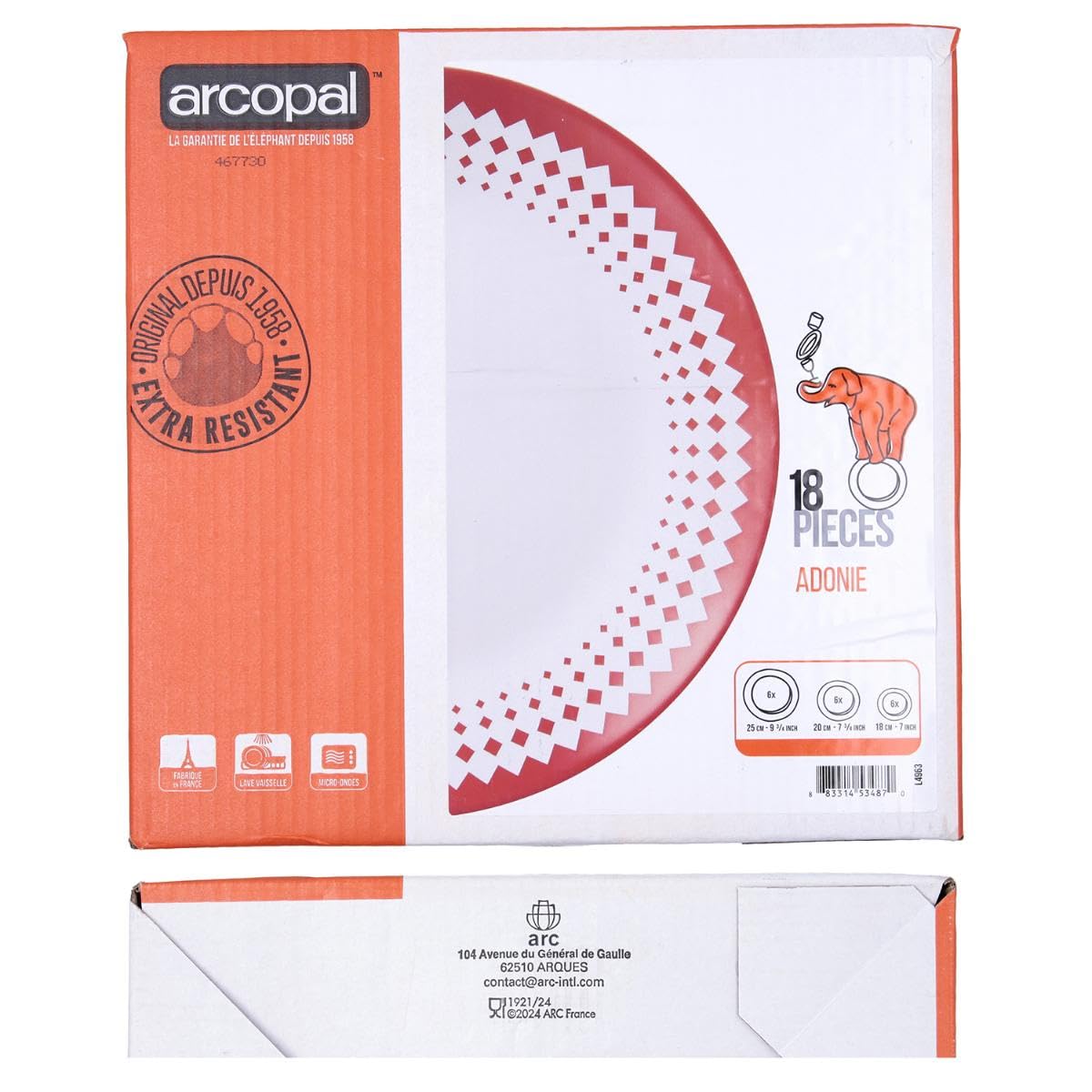Luminarc Arc Arcopal Adonie L4963 Service de Table, de 18 pièces