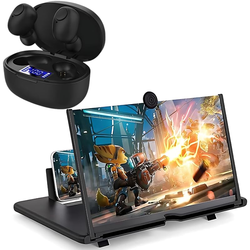 Drumstone 𝐂𝐨𝐦𝐛𝐨 C932-3D HD Screen Magnifier & Phone Holder: Expand & Enhance for Latest Smartphones & TWS T12 Wireless Earbuds: Auto Pairing–Best Gift(𝟏𝟓-𝐘𝐞𝐚𝐫 𝐖𝐚𝐫𝐫𝐚𝐧𝐭𝐲)-image-19