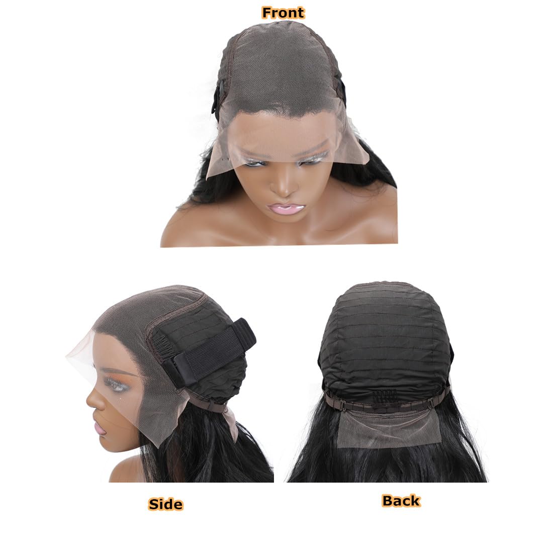 HD LACE Front Wig Wavy 13X6 Glueless Synthetic Lace Front Wigs Synthetic Fiber Heat Resistant Synthetic Lace Wigs Pre-plucked Hairline Synthetic Wig for Black Women (Natural Black)