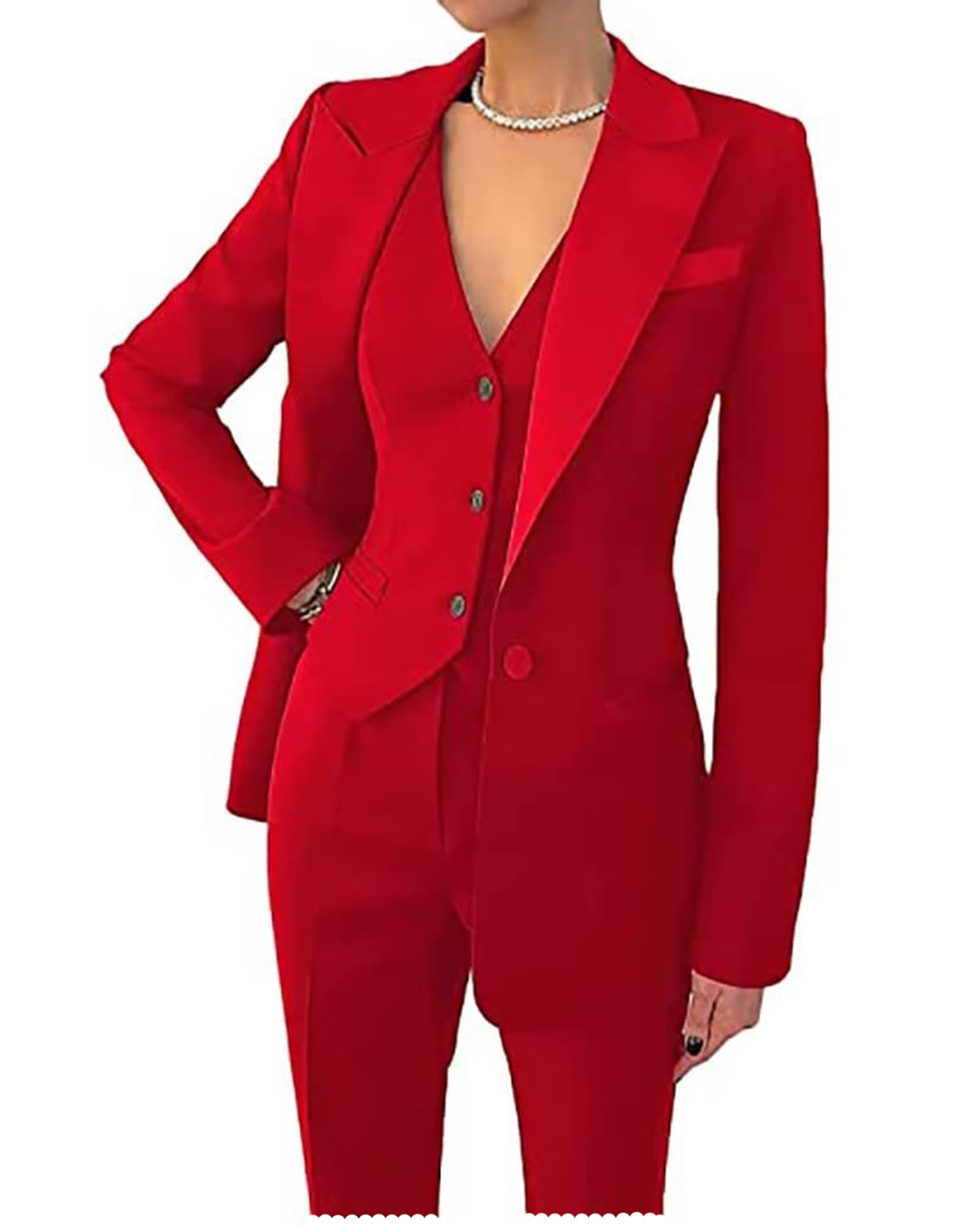 3 Piece Suit Women Notch Lapel Single Breasted Women Suits for Work Professional Blazer Vest Pants