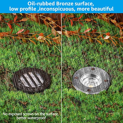 Leonlite 6W Well Lights Landscape Led In Ground, Grated Top Anti-Glare, 12-24V Ac/Dc Low Voltage Cri90 3000K Landscape Lights, Ip67 Waterproof Aluminum In-Grade Up Lighting, Oil Rubbed Bronze, 6 Pack #TOP3