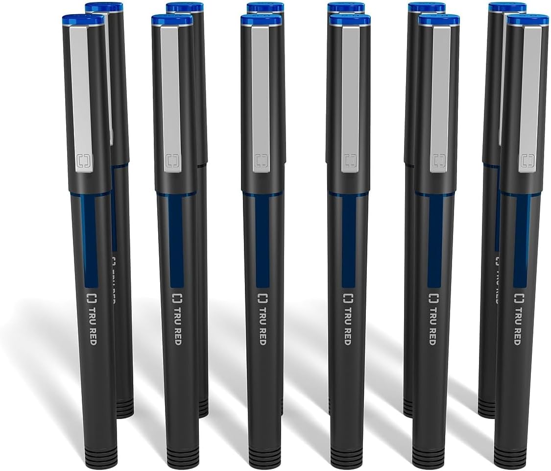 TRU RED Rollerball Pens, Conical Tip, Blue Ink, 24 Pack – Smooth‑Flow Pens for Professional Writing & Office Use