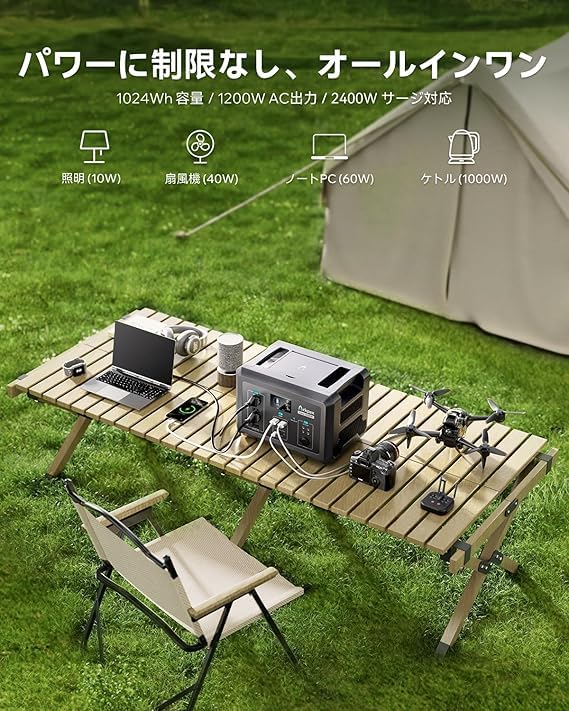 ポータブル電源 1152Wh 大容量 定格出力1200W 長寿命 10出力ポート Amazon | Arkpax ポータブル電源 大容量 1024Wh 1200W 瞬間最大2400W