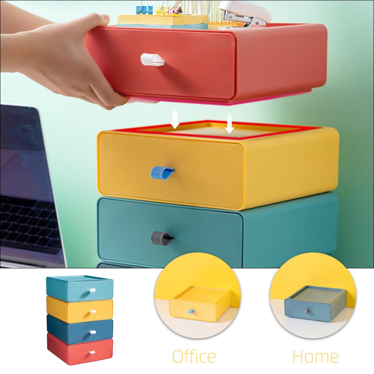Set di 4 cassetti per scrivania da ufficio, soluzione di archiviazione per piccoli oggetti, divisore per cassetti da scrivania, casa e ufficio, accessori salvaspazio