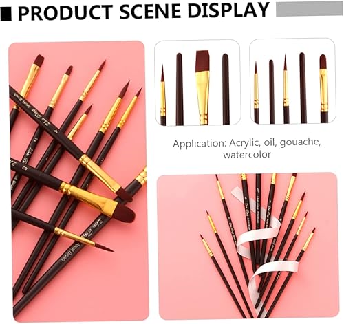Miniatura 6 de EXCEART 40 piezas de cepillo de pelo de nailon para niños, cepillo de acuarela pincel profesional pincel de pintura al óleo pincel de aceite