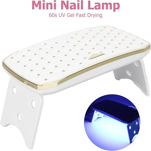 Miniatura 6 de Mini secador de uñas, lámpara LED de uñas de 36 W, plegable, portátil, 12 chips de luz de alta eficiencia, material ABS, blanco