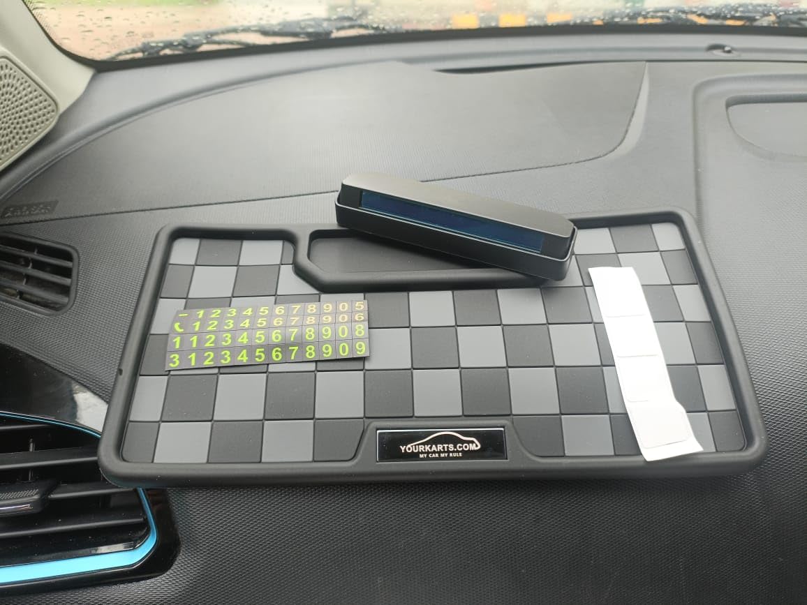 YOURKARTS.COM Anti-Slip Dashboard Mat – Universal Sticky Rubber Grip Pad for All Smartphones & Interior Dashboard Decor | Premium Car Mat | car Accessories 2025 (Grey, Rectangular)-image-26