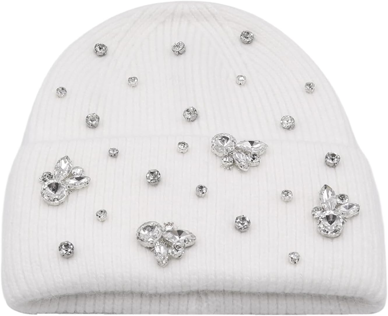BOLLEY JOSS Womens Winter Beanies Sparkle Crystal Rhinestone Cuffed Knitted Beanie Hats - Image 5
