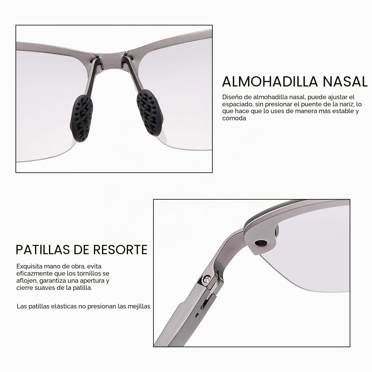 MIRYEA Gafas de Sol Hombre Deportivas Polarizadas Fotocromaticas Para Hombre y Mujer Conducción Ciclismo Moto Pesca Esqui Golf Deporte Al Aire Libre Rectangulares Protección UV