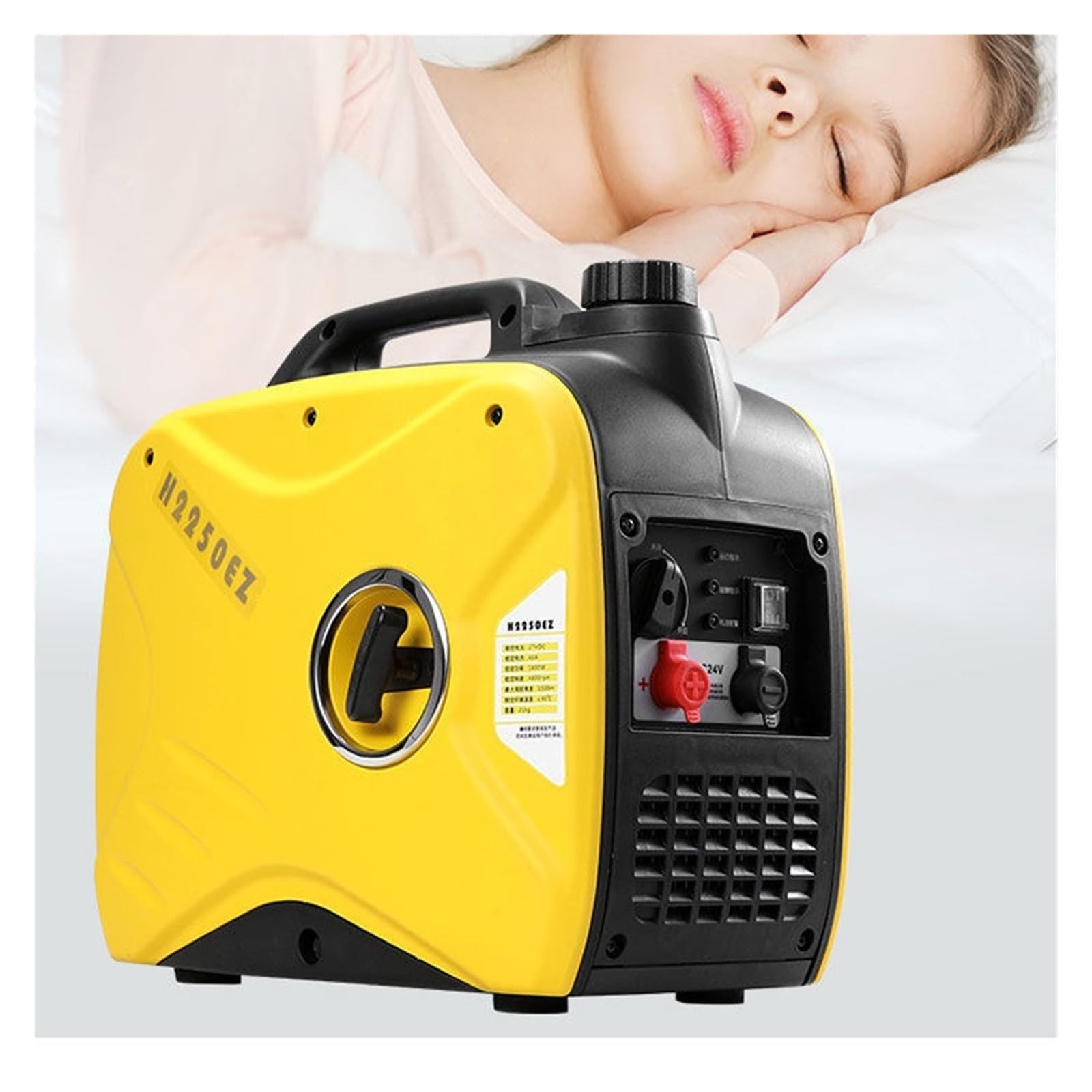 Aire acondicionado de estacionamiento de 24 V, generador automático de gasolina, arranque remoto, vehículo de carga de CC, silencioso, pequeño diésel Para bricolaje(Yellow)