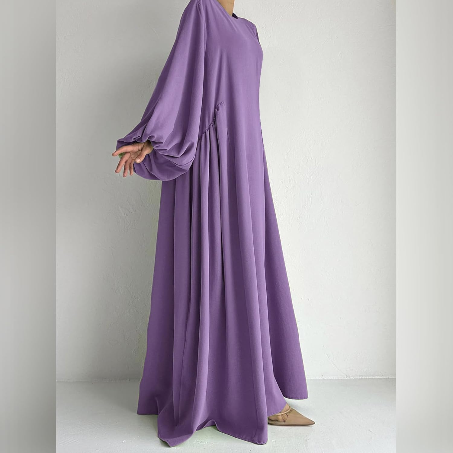 Frauen muslimische Kleider Abaya muslimische Mode Elegante lässige Lange Gebets Kleidung einfarbig lose Laternen hülse voll bedeckte Robe