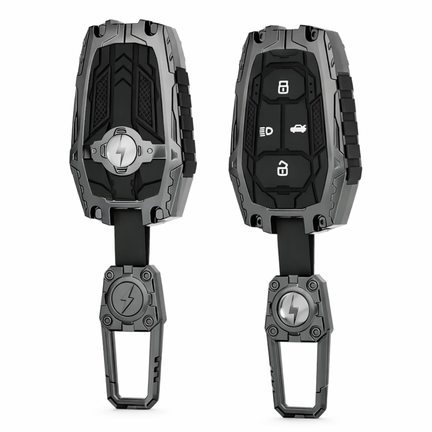 Metal Soft Silicon Keycover for Punch, Harrier, Altroz, Nexon, New Safari, Bolt, Tiago, Tigor - 4 Button Smart Key (Transformer)-image-4