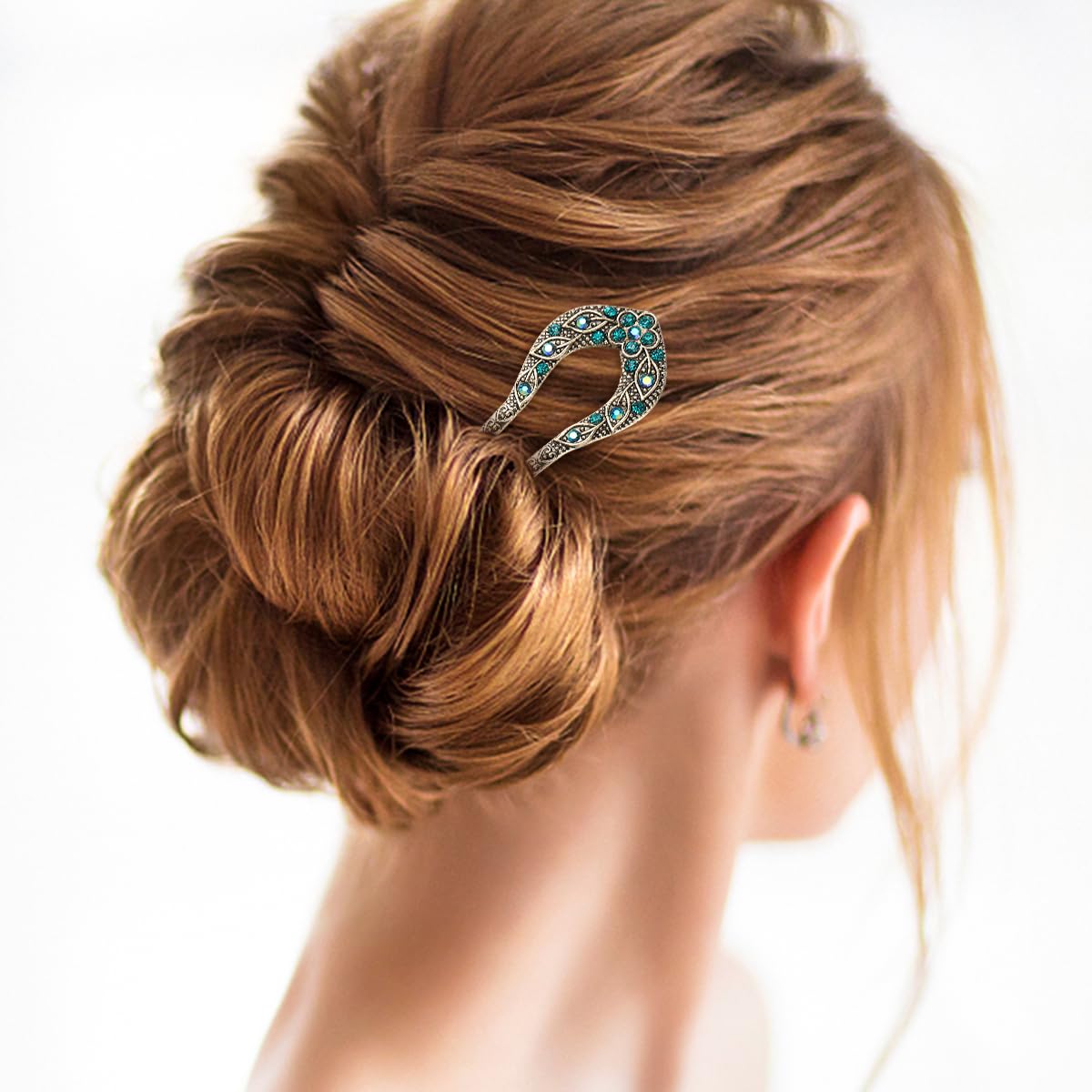 Fashion Crystal Hair Clip Delicate U-shaped Double Prong Chignon Hair Pin Hair Accessory Hair Pin for Women Girls Ladies - Image 4