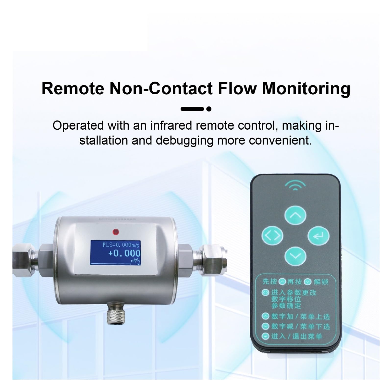 Medidor de flujo, Medidor de flujo electromagnético compacto roscado, sensor digital agua en línea, control remoto infrarrojo for medición tuberías(DN15)