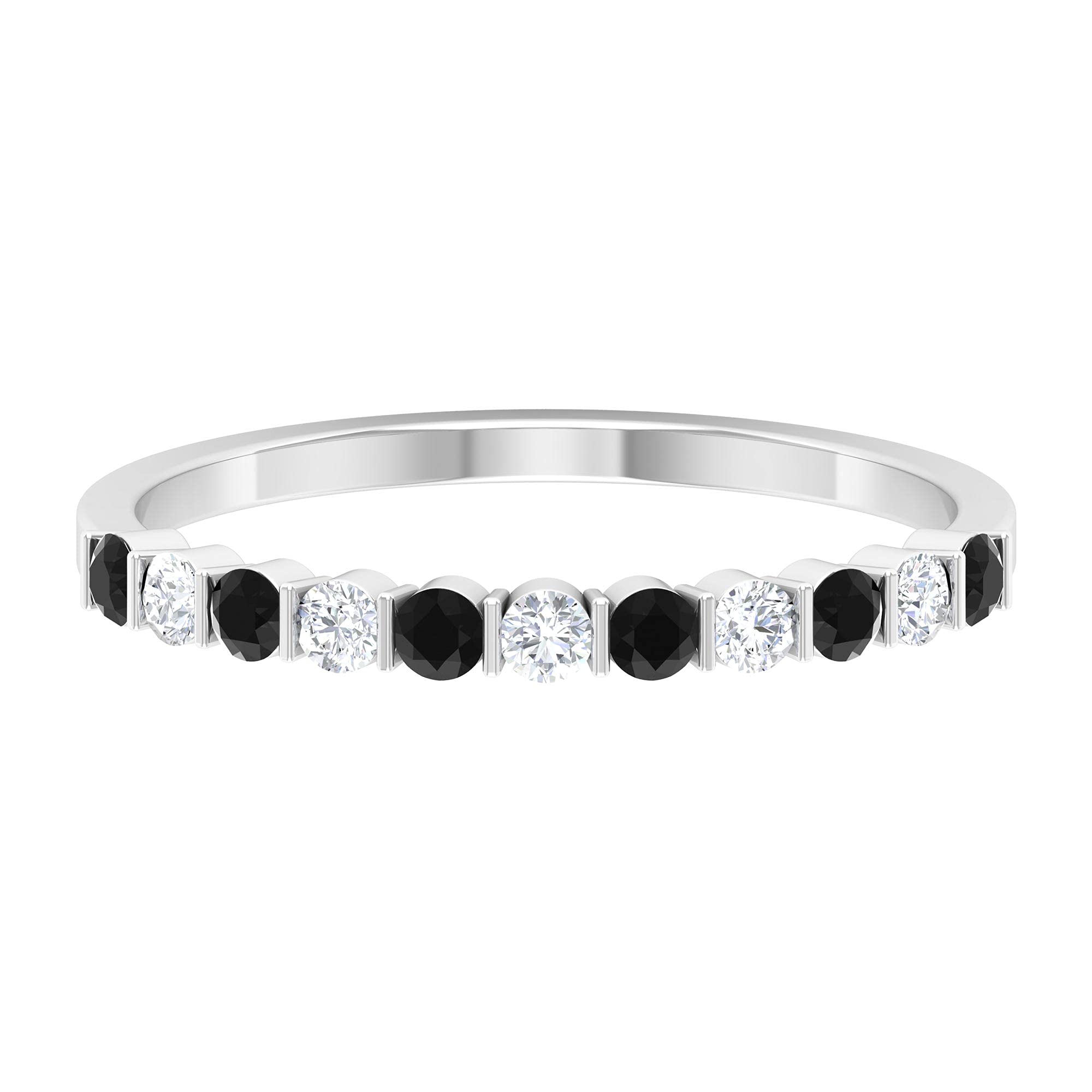 Black Spinel and Diamond Ring, Black Spinel Semi Eternity Ring, Black Spinel Half Eternity Ring