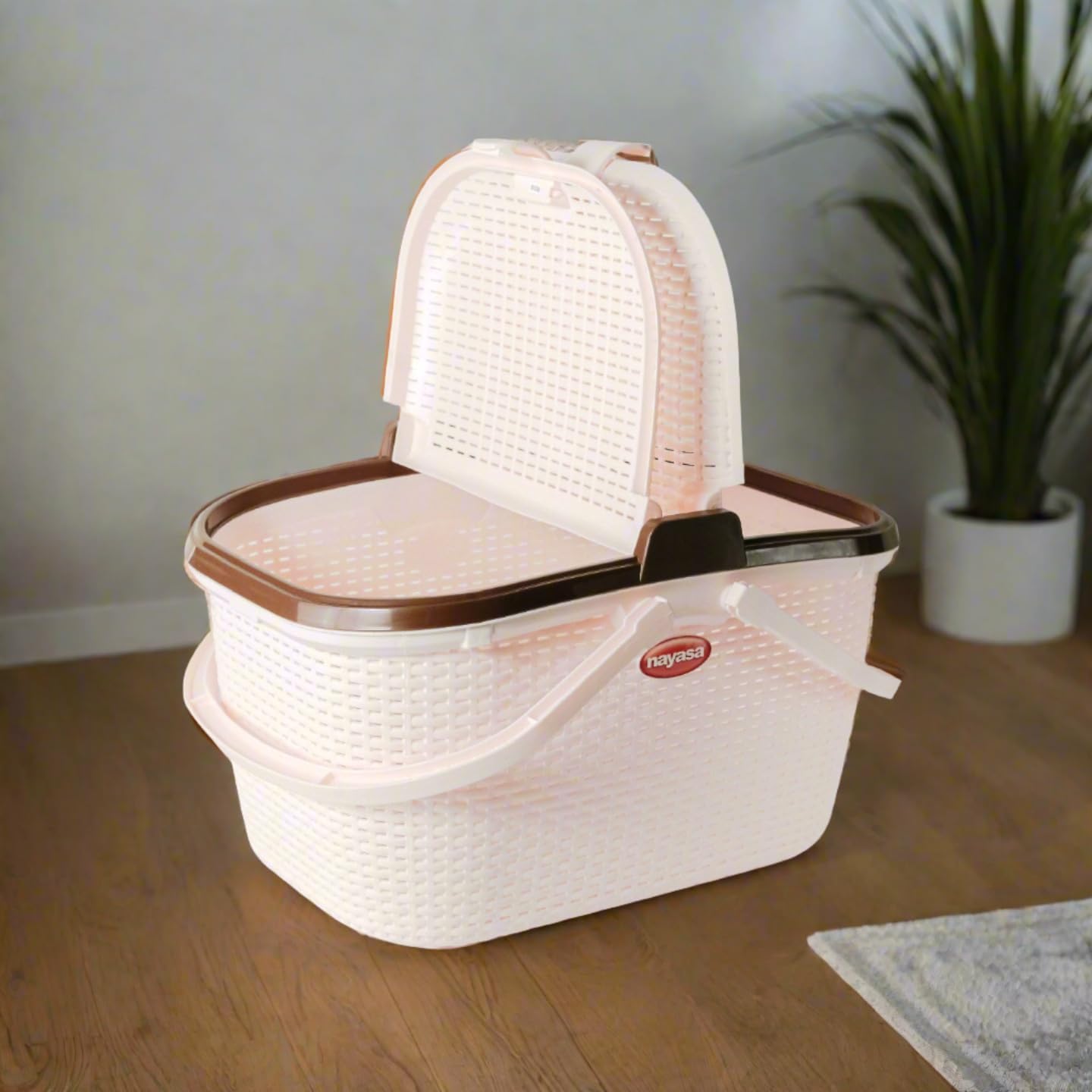 Hamlock Basket Multipurpose basket for Storage Picnic Baskets | Multiutility Travelling Box (SH) (Ivory)