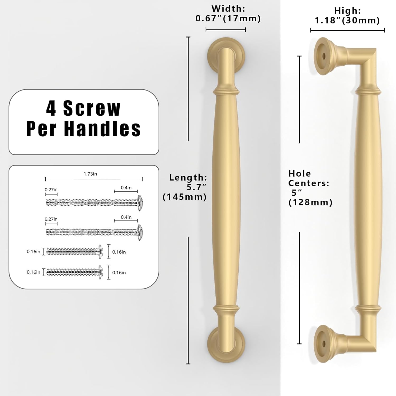 10 Pack Brushed Gold Cabinet Pulls 5 Inch(128mm) Kitchen Cabinet Handles Cabinet Hardware for Drawer Pulls