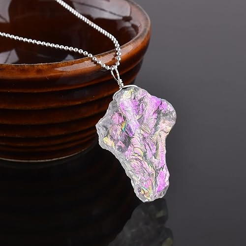 Miniatura 44 de Natural Raw Herkimer Diamond Quartz Pendant Necklace, Rough Gemstones, Chakra Healing Crystals, Silver Plated, April Birthstone, Handmade, Women