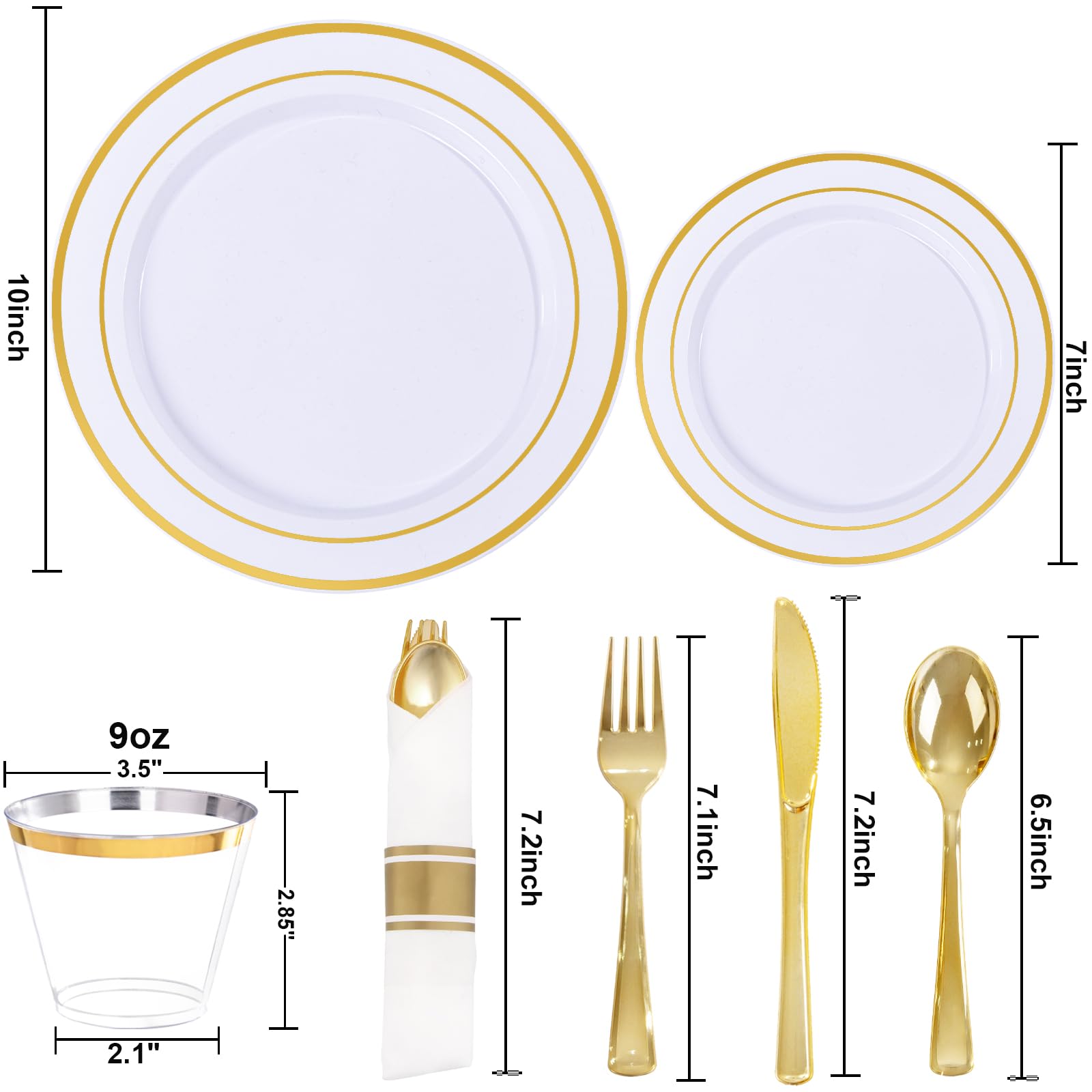 Gold Disposable Plates - Party & Wedding Dinnerware -7 Gold Disposable Plates - Party & Wedding Dinnerware -7