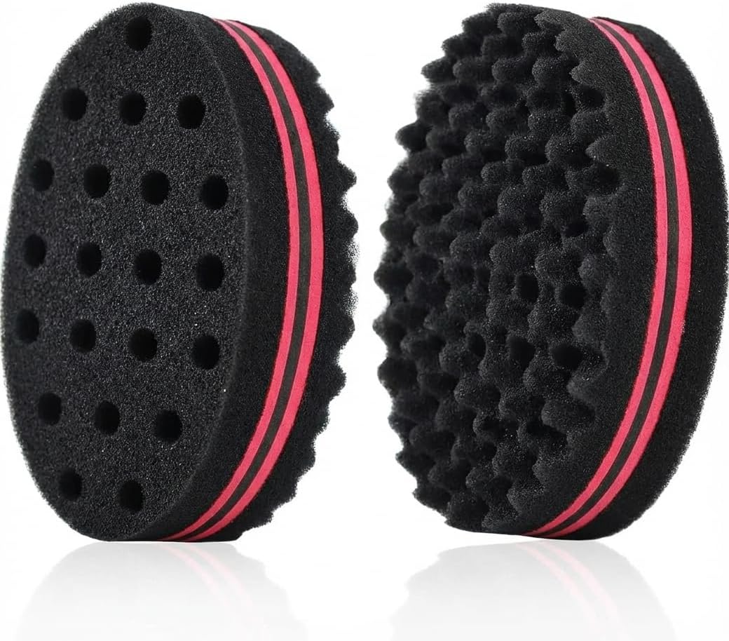 New Oval Double Side Two in One Magic Twist Hair Sponge Afro Braid Style Dreadlock Coils Wave Hair Curl Sponge Brush (2 PACK)