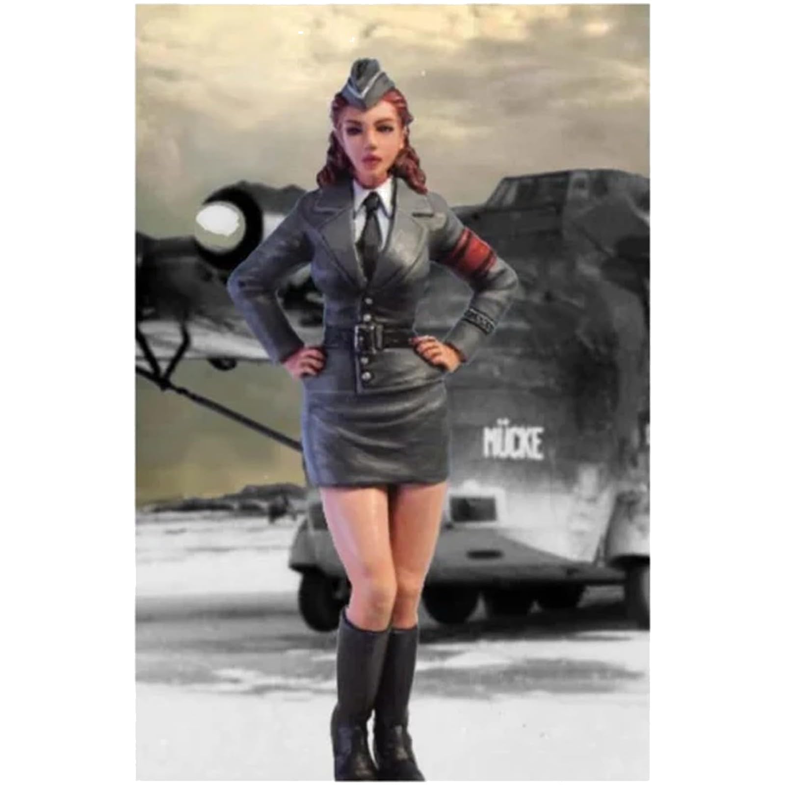 1/24 Female Officer Resin Model Figure Kit, Character Figure Sculpt, Unassembled Unpainted, Scale Resin Miniature for Painters