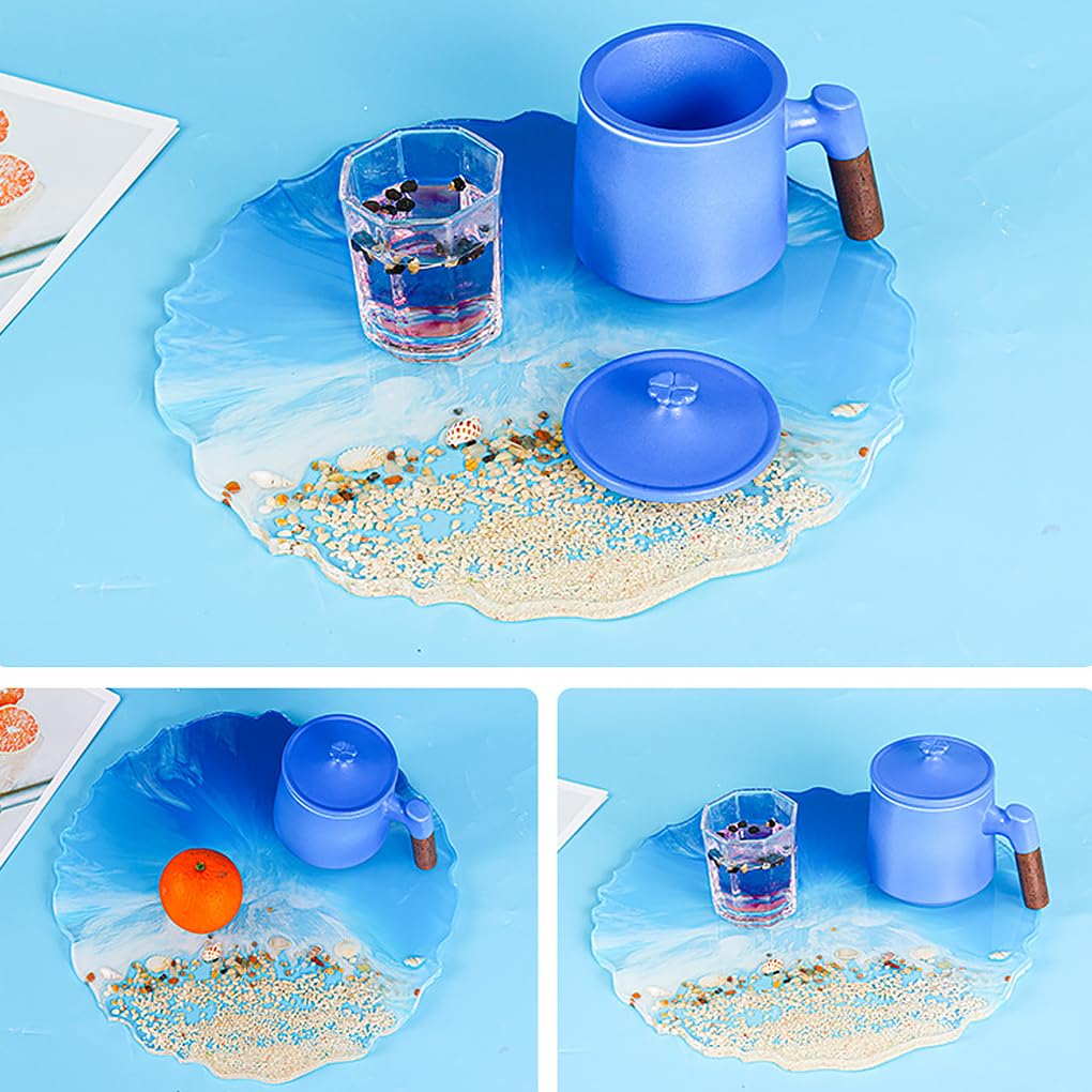 Set di 5 stampi per riporre vassoi fai da te in silicone a forma rotonda in resina stampi flessibili per regali per la casa accessori per gesso argilla grande vassoio rotondo