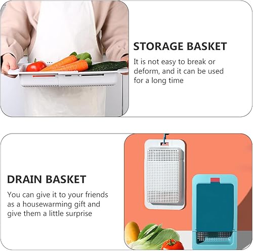 Miniatura 2 de Cabilock Colador retráctil gris sobre el fregadero con tabla de cortar frutas y verduras, cesta de drenaje ajustable para fregadero de cocina