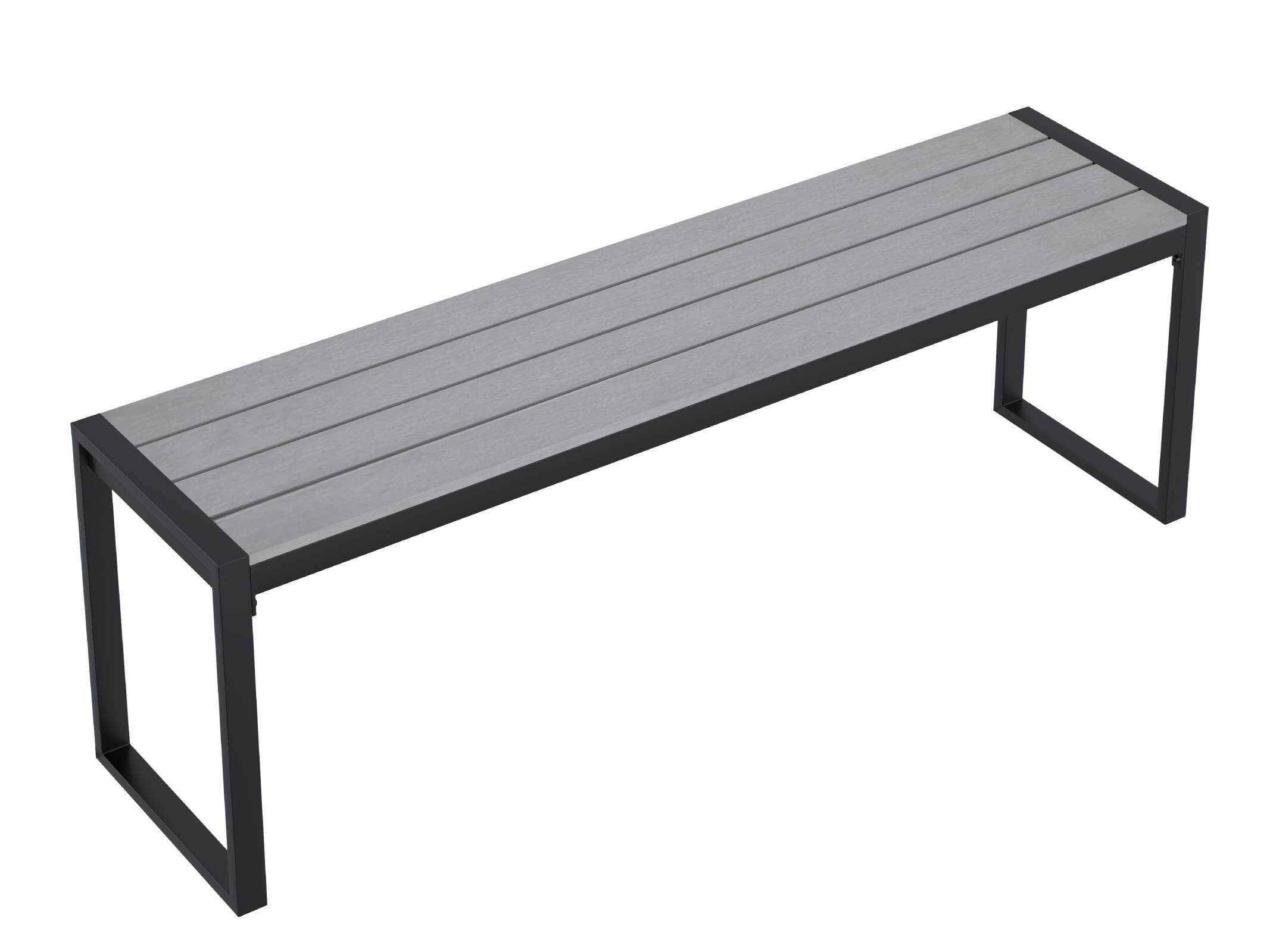 VICLLAX 3-Person Outdoor Bench 53" Long Garden Bench Backless Porch Patio Bench Metal Park Bench, Grey