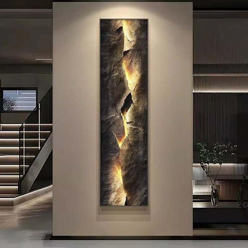 Wandkunst 3D-Hintergrundbeleuchtung abstrakte rissige Steinplatte beleuchtete Wanddekoration für Wohnzimmer Schlafzimmer und Flur
