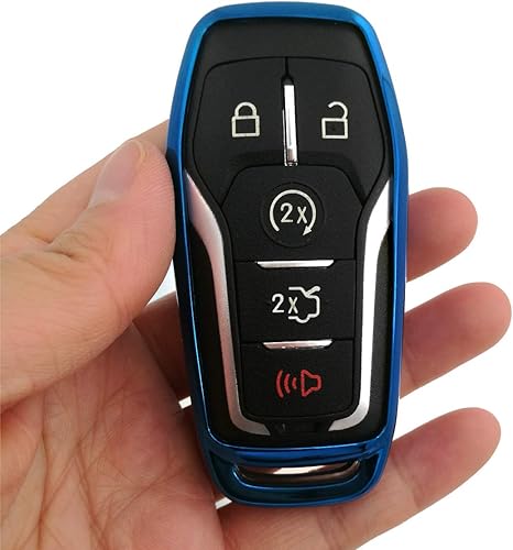 Miniatura 6 de Funda protectora de TPU azul para llave de auto para 2013 2014 2015 2016 2017 2018 Ford Fusion F-150 Edge Explorer Mustang Lincoln MKZ MKC 2345