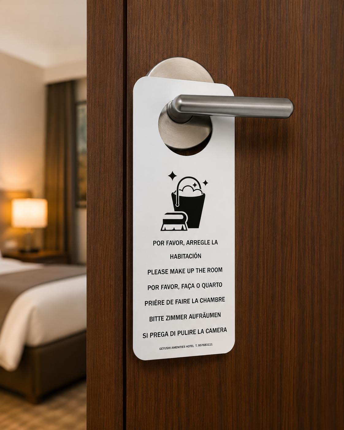 200 Carteles de NO MOLESTAR para Hoteles | Carteles de Doble Cara con Mensajes "Por Favor No Molestar" y "Por Favor Arreglen la Habitación" | Ideal para Hoteles, Apartamentos | Blanco y Negro