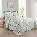 Travan 3-Piece Quilt Set Quilted Bedspread Lightweight Coverlet Set Garden Style Floral Printed Oversized Quilted Bedding Set with Shams for All Season, Exquisite, Queen Size