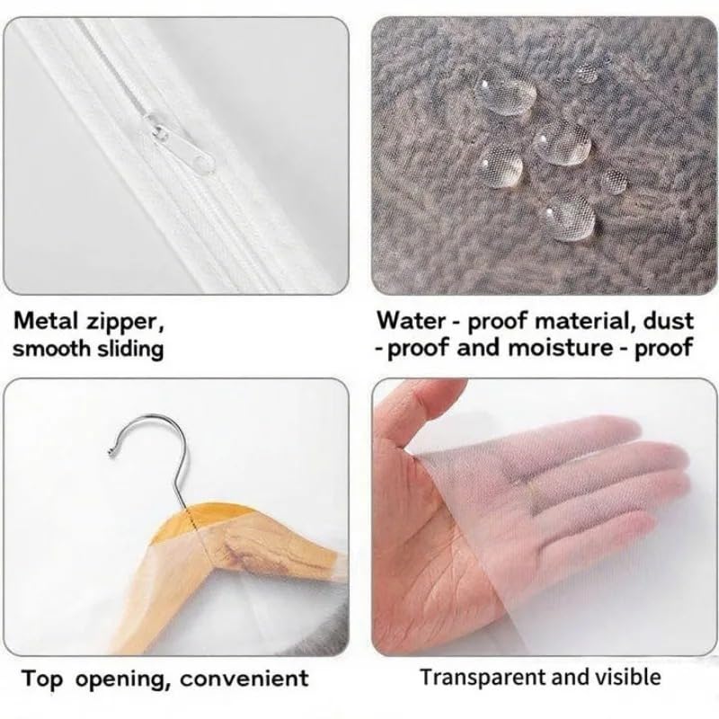 fundas para ropa Clothes Dust Cover Transparent Thickened Washable Bag Household Dusts Coat Suit Hanging(L 60x120cm,10pcs)