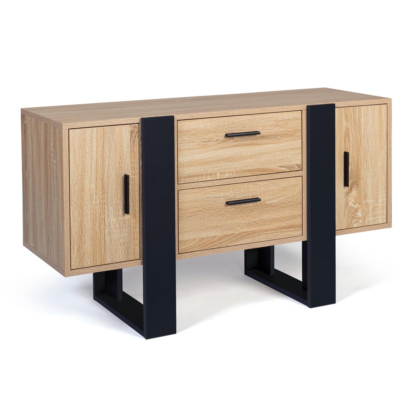 IDMarket Phoenix - Aparador bajo (105 cm), color negro y madera