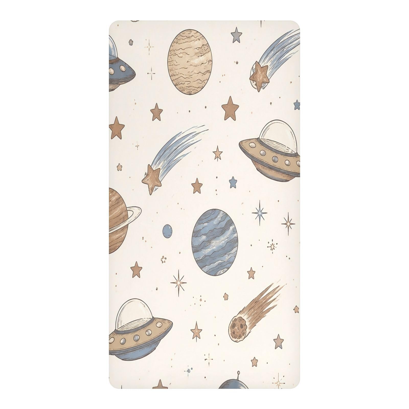 BOESI Planet Space Waterproof Crib Sheet,Fitted Mattress Protector