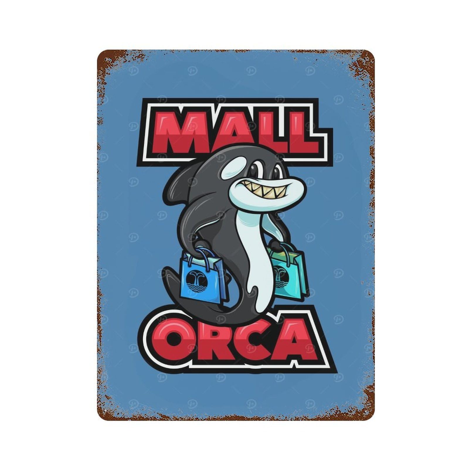 Mall Orca Mallorca Spain Rust Effect Tin Sign 15.7"x11.8", for Bistro, Counter And Cafe Decor, Decorative Metal Wall Art