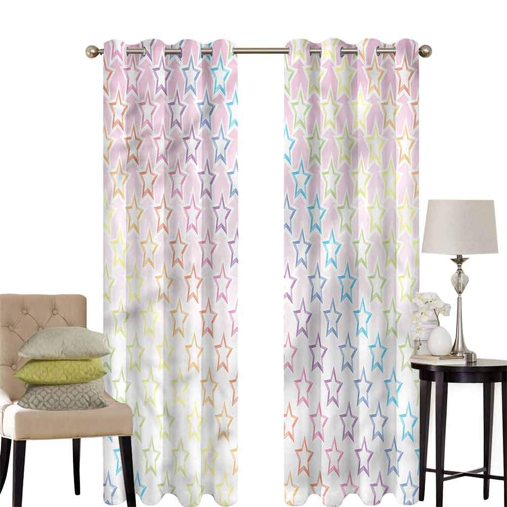 Aishare Store Blackout Curtains Bedroom, Star Stars in Rainbow Colors, Blackout Curtains for Bedroom, W97 x L108 inch