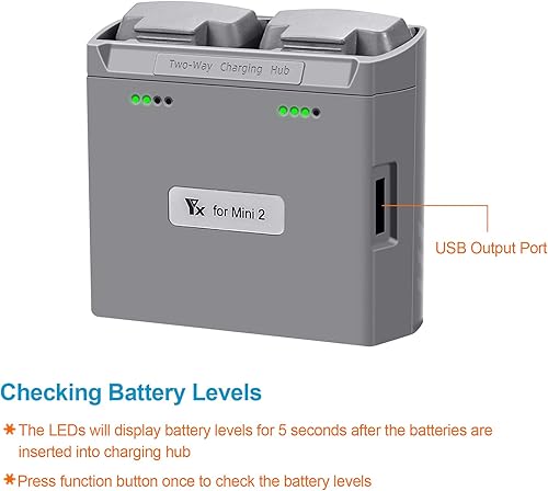 Miniatura 3 de Anbee Cargador de batería Mini 2 SE Dron, cargador USB multifunción portátil, concentrador de carga rápida de 2 vías para DJI Mini 4K / Mini 2