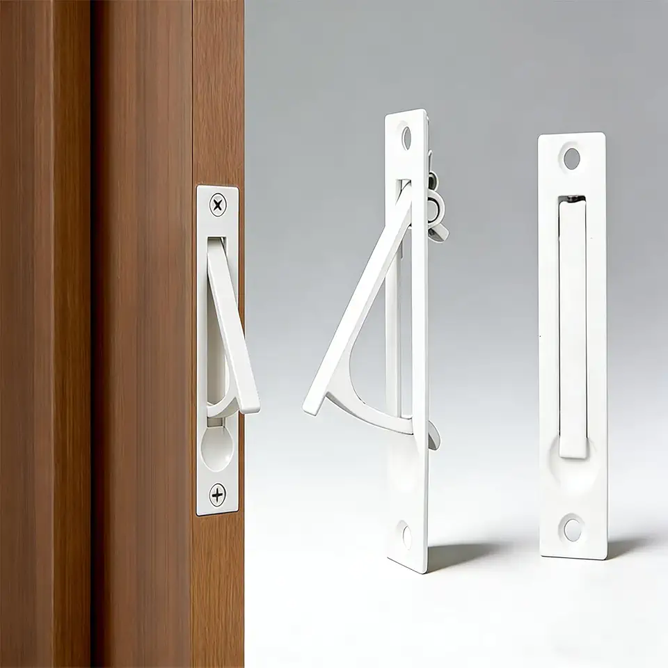 Dontay Pocket Door Edge Pull, Professional Stainless Steel 304, 4" Hidden Door Handle, Flush Mount Pocket Door Hardware for Pocket Sliding Door, Spring Loaded (1, White)