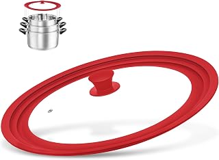 13-14-15 in Universal Lid for Oversized Pots, Pans and Skillets, Extra Large Pot Lid Tempered Glass Lid with Heat-Resistant Silicone Edge, Cookware Lids, Replacement Frying Pan Cover