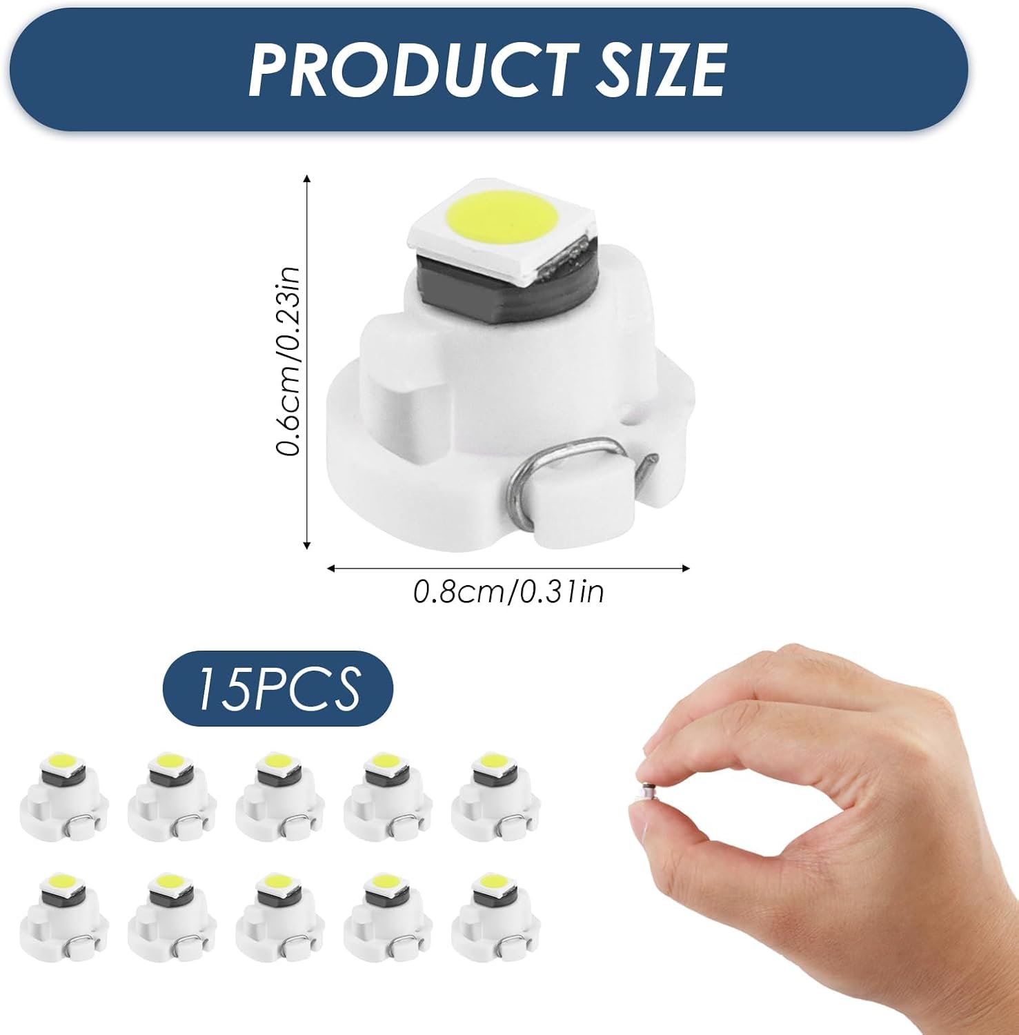 15 Pack T3 LED Dash Bulbs, 8mm Base 3030 SMD LED Instrument Cluster Light Replacement for Automotive HVAC AC Heater Panel Gauge Shift Indicator Map Dome (White Light)