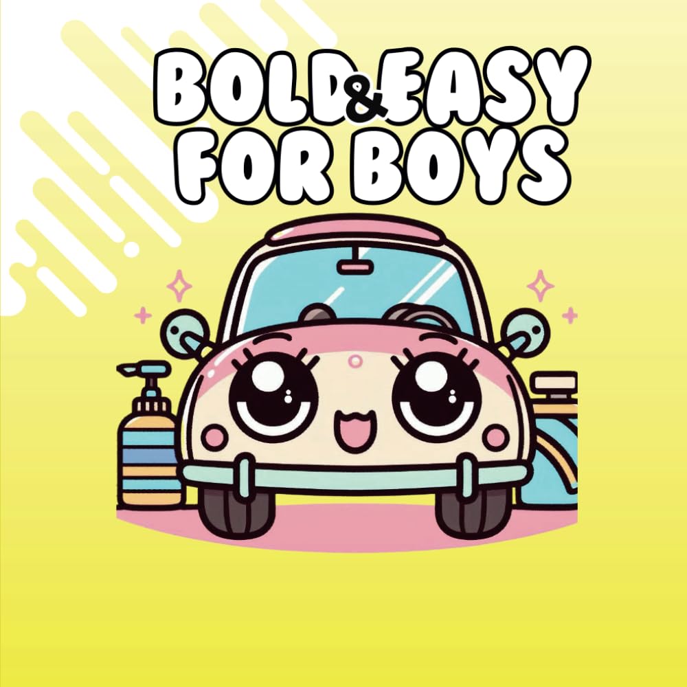 Bold and Easy Coloring Book for Boys: 50 Simple Drawings, Cars and Trucks