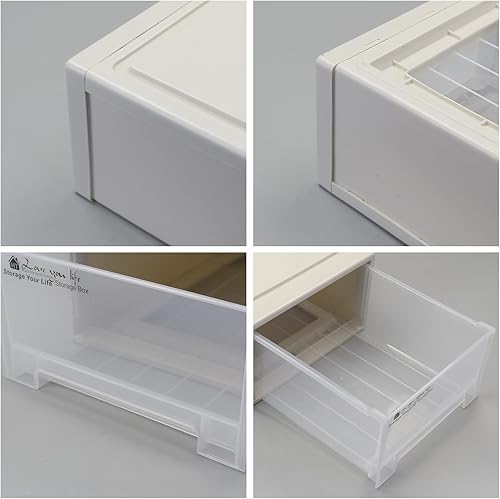 Miniatura 4 de Cajonera apilable de plástico de 18 cuartos de galón, caja de cajones de almacenamiento, 3 paquetes